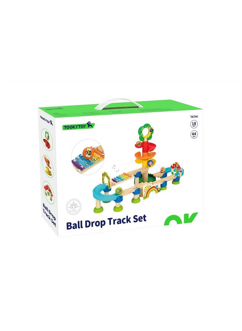 Tooky Toys Wooden Montessori Ball Drop Track Set - Multicolor - 44 Pcs - Image 4